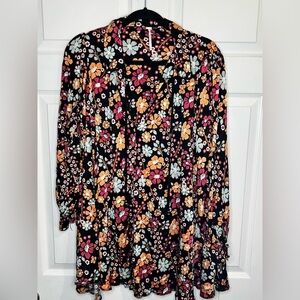 Free People Daisy Jane Women's printed mini dress in black multi - Size Medium